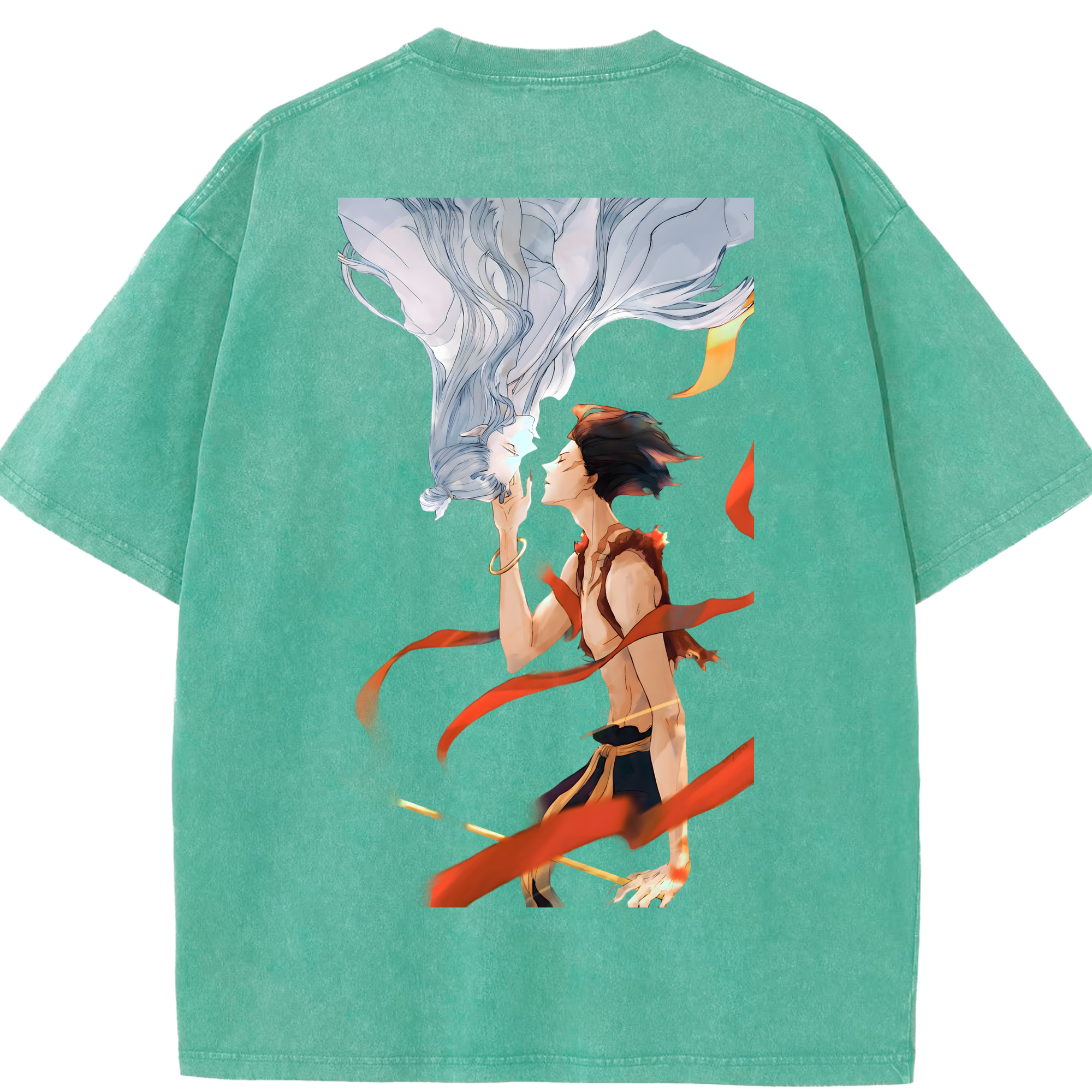 （画像用） Ne Zha 2 ナタ 魔童の大暴れ 綿100% ヴィンテージ風 半袖Tシャツ（背面プリント）
